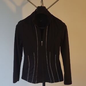 Black Fitted Blazer with Vertical Seams